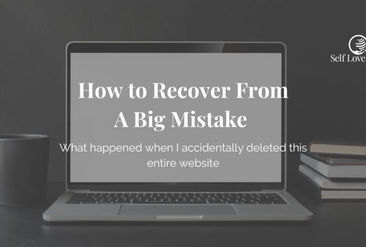 a decorative header image of a mac laptop sitting in a dark room with a white screen, appearing empty. The title reads "how to recover from a big mistake"