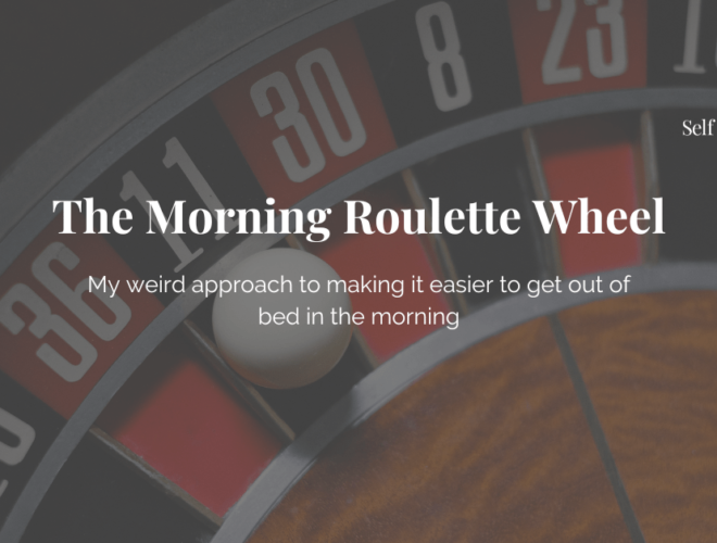 decorative header image that reads "the morning roulette wheel" and had a faded background picture of a roulette wheel from a casino.