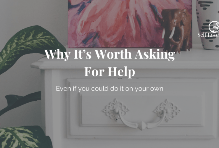 decorative header image of a vintage white dressor or chest with a pink floral painting sitting atop it. The title reads "why it's worth asking for help even if you could do it on your own"